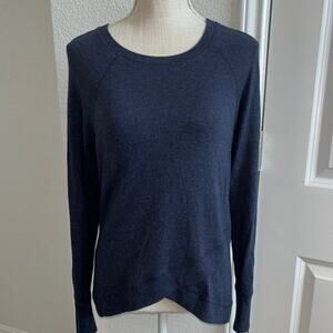 Athleta Blue Crew Neck Crisscross Lightweight Knit Top Activewear Athleisure  XS